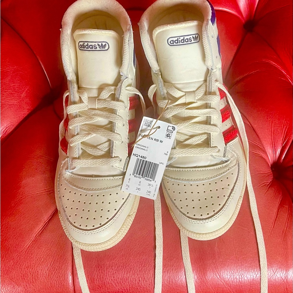 WOMEN'S Adidas Originals Top Ten RB Cream White Vivid Red HQ1480 size 7.5 US